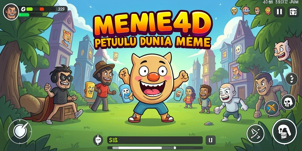Tampilan gameplay seru dengan karakter meme yang lucu.