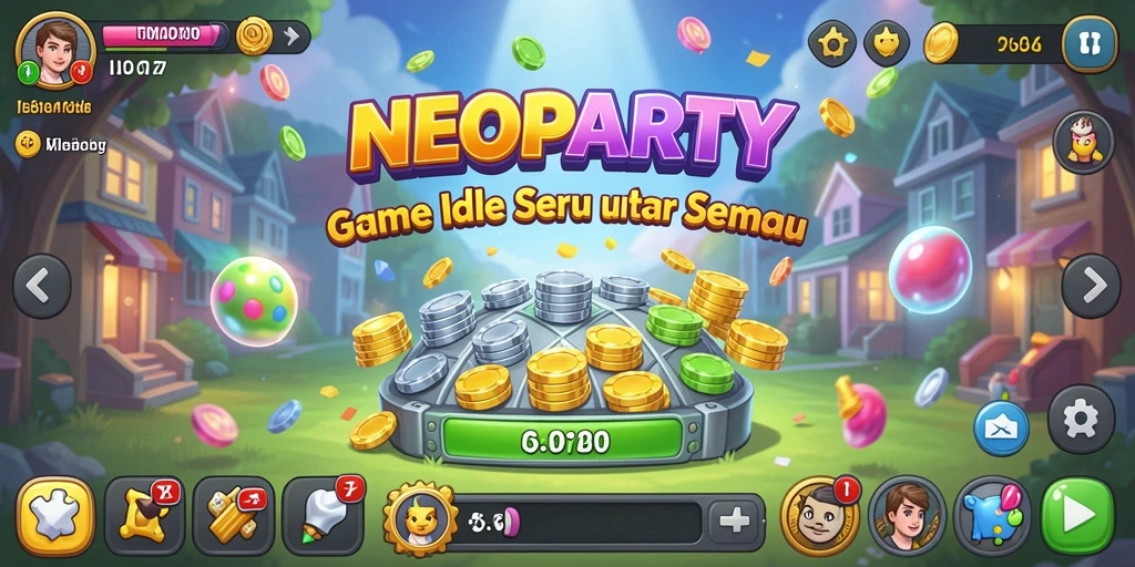 Tampilan gameplay NEOPARTY yang seru dan menawan dalam permainan Idle.