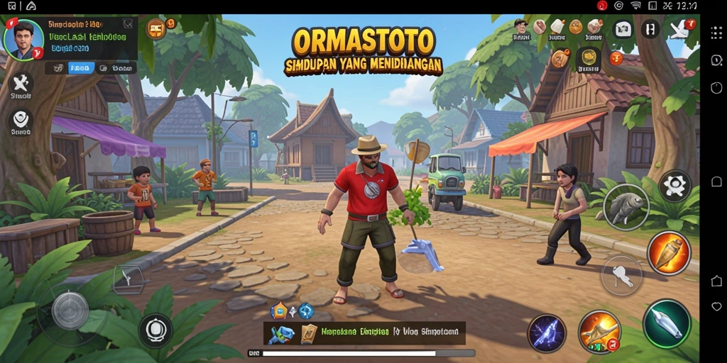 Screenshot gameplay ORMASTOTO menampilkan aktivitas menarik dalam simulasi kehidupan.
