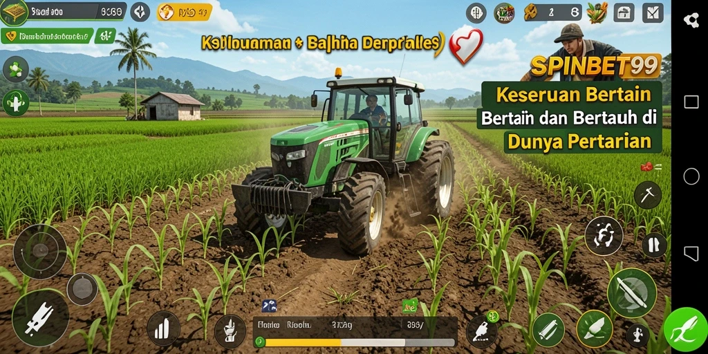Tampilan gameplay menarik dari SPINBET99 dengan aktivitas bertani.