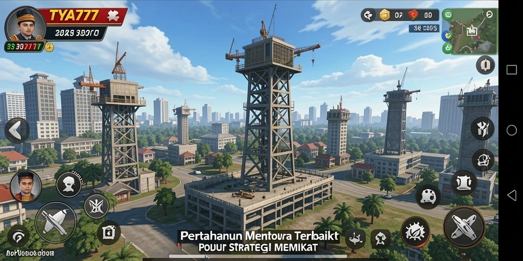 Tampilan gameplay menegangkan TYA777 saat melawan gelombang musuh.